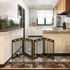 4-Panel Folding Solid Pine Dog Gate with Lockable Door