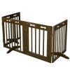4-Panel Folding Solid Pine Dog Gate with Lockable Door