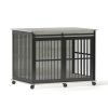 Rustic Brown Dog Crate Furniture with Sliding Iron Door