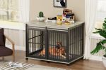 Rustic Brown Dog Crate Furniture with Sliding Iron Door