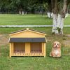 Log Cabin Wooden Dog House with Porch for Medium Dogs