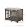 Rustic Brown Dog Crate Furniture with Sliding Iron Door