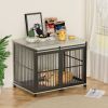 Rustic Brown Dog Crate Furniture with Sliding Iron Door