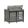 Rustic Brown Dog Crate Furniture with Sliding Iron Door