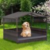 Wicker Outdoor Dog House with Weatherproof Roof - Large