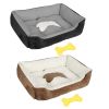 Fleece-Lined Puppy Dog Bed - Small, Warm Gray