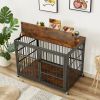 Wrought Iron Dog Crate Side Table with Openable Top