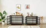 Wrought Iron Dog Crate Side Table with Openable Top