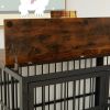 Wrought Iron Dog Crate Side Table with Openable Top