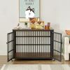 Wrought Iron Dog Crate Side Table with Openable Top