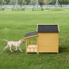 Log Cabin Wooden Dog House with Porch for Medium Dogs