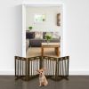 4-Panel Folding Solid Pine Dog Gate with Lockable Door
