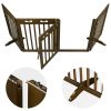4-Panel Folding Solid Pine Dog Gate with Lockable Door