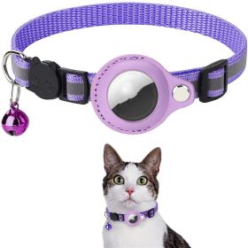 Reflective Waterproof AirTag Holder for Pet Collars (Color: Purple)