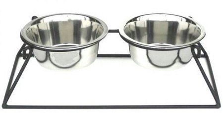 Pyramid Elevated Double Dog Feeding Station - 5 Sizes (Option: Small/Black)