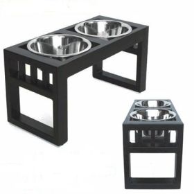 Libro Elevated Double Dog Bowl Feeder - Stainless Steel (Option: Medium)