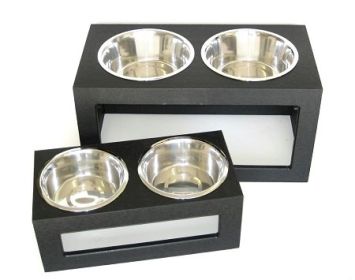 Porchside Elevated Dog Feeder - Recycled Plastic, 2 Bowls (Option: Large/Black)