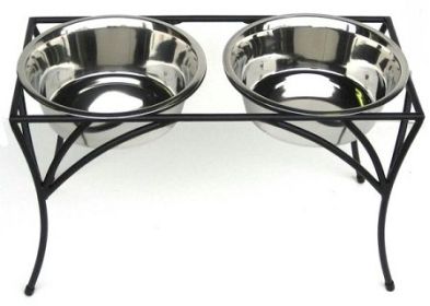 Arbor Elevated Double Dog Feeder with Stainless Bowls (Option: Large)