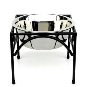 Elevated Single Dog Bowl Feeder - Wrought Iron Stand (Option: Small)