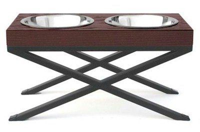 Elevated Double Dog Feeder with Oak Butcher Block Top (Option: Small)